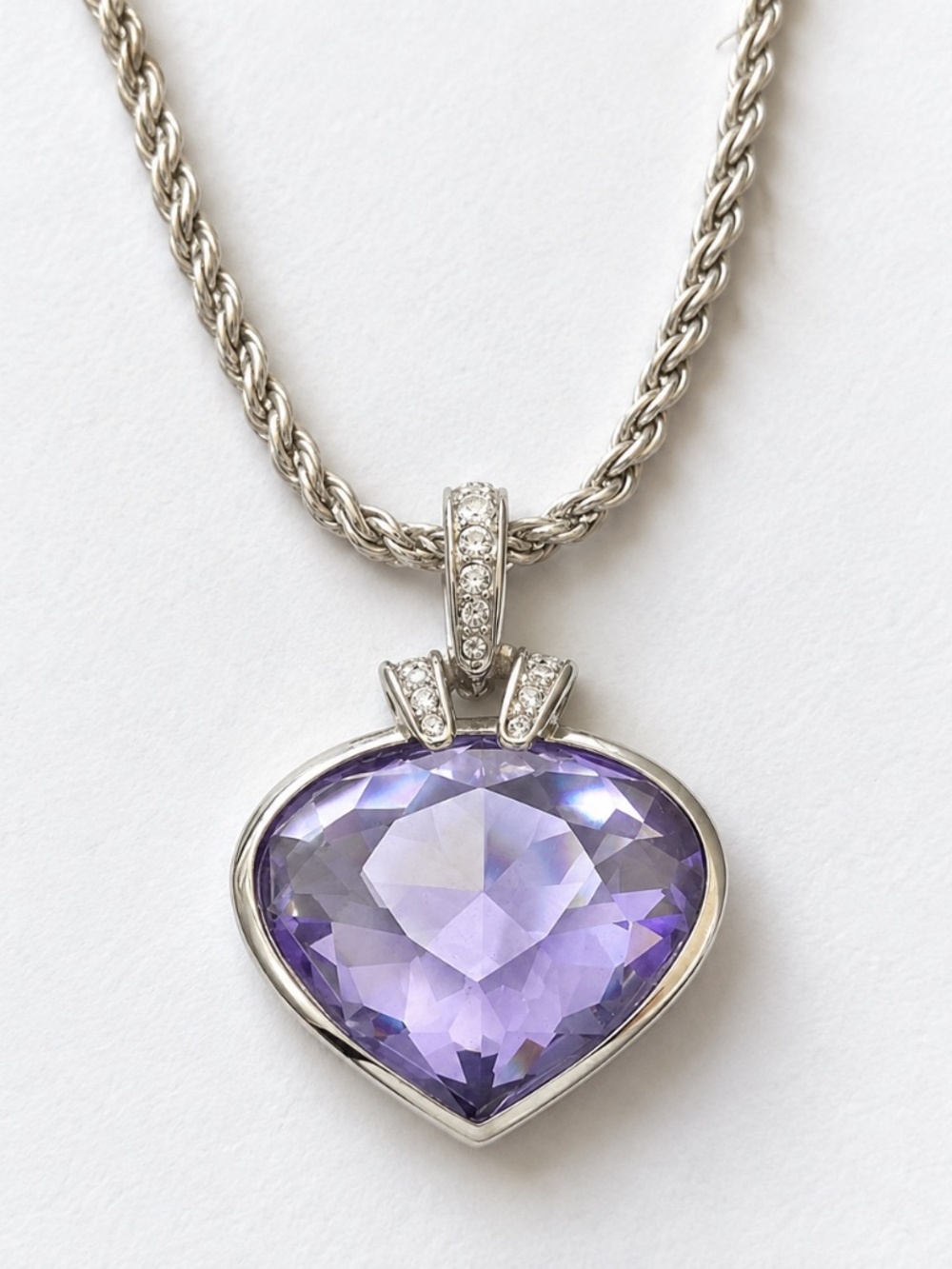 SWAROVSKI Oceanic Tanzanite Chestnut Cut Purple Crystal Pendant Silver Necklace